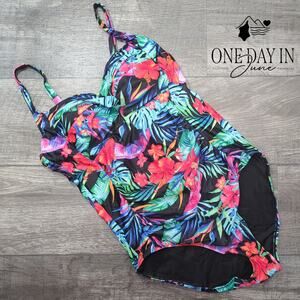 Yonique Floral One Piece Swimsuit Size XL
